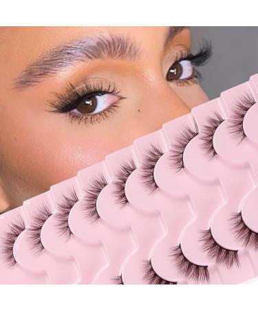 Glowingwin Wispy Cat Eye Half Lashes - 10 Pairs of Handmade Soft Corner False Eyelashes for Natural, Reusable, and Fluffy Look - 3/4 Strip Faux Mink Half Lashes-C - Buy Online on SooperMarket.com