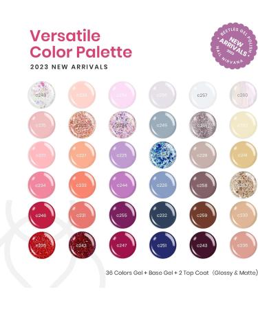 Beetles Gel Nail Polish Set - Lingering Grace Collection | 36 Colors Pink Red Purple | Sparkle Glitter Manicure Kit with Base & Top Coat - Buy Online on SooperMarket.com