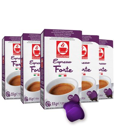 Caffe Bonini Nespresso Compatible Gourmet Espresso Capsules for Original Line Nespresso Machine 50 Count (Forte - Intensity 10)