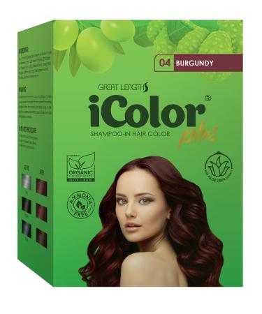 Great Lengths iColor Hair Dye Shampoo Burgundy 30ml (1.014 ounces) x 10 sachets in a box shampoo-in hair color dye Burgundy hair in 20-30 minutes DIY convenient easy to use