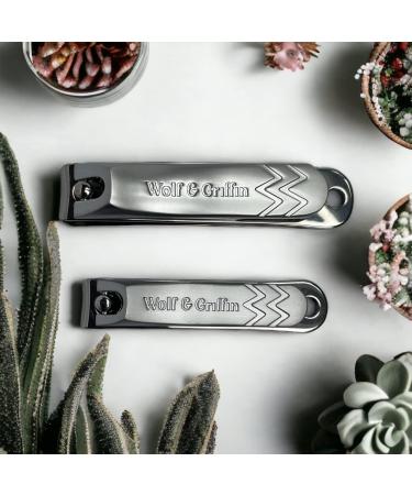 Wolf & Griffin Ultimate Precision 2-Piece Nail Clipper Set - Stainless Steel Professional Kit for Fingernails & Toenails - Men & Women - Buy Online on SooperMarket.com