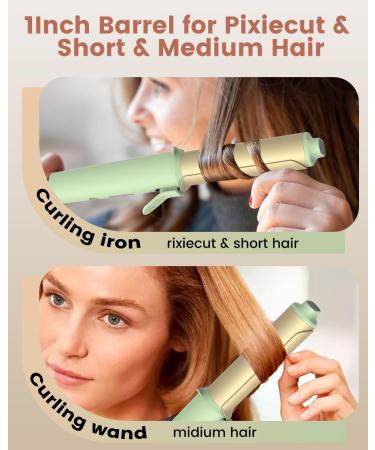 Mini Curling Iron 1 - Dual Voltage Travel Size for Short & Medium Hair | Adjustable Heat Fast Heating Includes Storage Bag & Gloves - Buy Online on SooperMarket.com