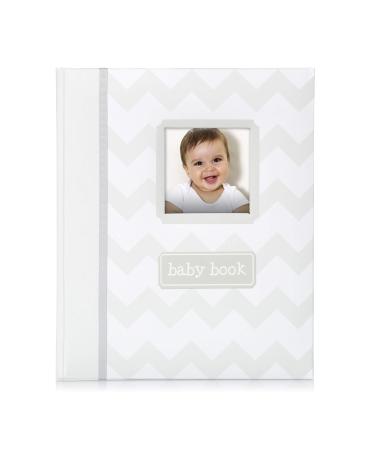 Little Pear Chevron Baby Book Baby Memory Book Baby Girl or Baby Boy Photo Album Gender-Neutral Gift For New And Expecting Mums Grey