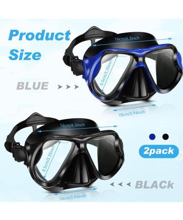 2 Pack Adult Swim Mask with Nose Cover | Anti Fog Tempered Glass Goggles for Diving Snorkeling - Buy Online on SooperMarket.com