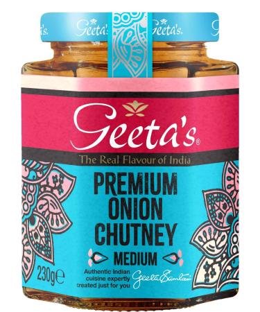 Geeta's Premium Onion Chutney 230g | The Real Flavour of India | Exotic and Tangy Chutney Made with Onions and Spices | Gluten Free No Artificial Flavours or Colours