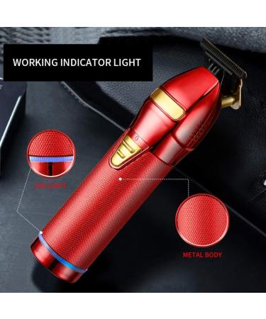 Hair Clippers USB Rechargeable Electric Beard Trimmer Barbers Hair Grooming Kit Red Metal Beard Trimmer - Buy Online on SooperMarket.com