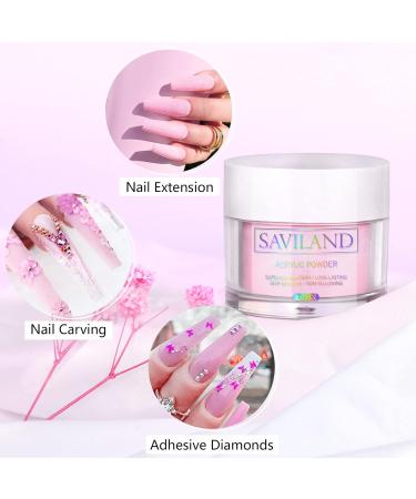 Saviland Light Pink Acrylic Powder 30g - French Manicure Nail Art Polymer for Extension & Carving - No Lamp Needed - Buy Online on SooperMarket.com