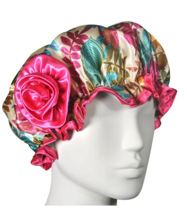 Kella Milla Stylish Satin Shower Cap - Vibrant Leaves