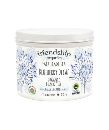 Friendship Organics Blueberry Decaf Tea Bags Organic and Fair Trade 20 Count 20 Tea Bags (1 Tin)