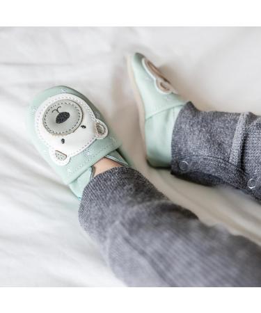 Dotty Fish Soft Leather Baby Shoes for Boys | Non Slip Toddler Shoes with Ice Blue Polar Bear Design | Sizes 0-6 Months to 4-5 Years - Buy Online on SooperMarket.com