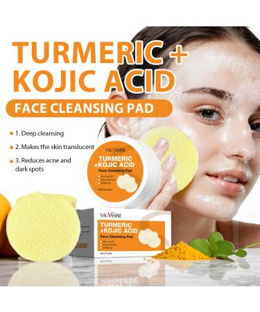 Turmeric Kojic Acid Cleansing Pads - 30pcs for Balanced Skin | Moisturizes & Nourishes | Leak-Proof Upgrade - Buy Online on SooperMarket.com