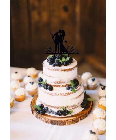 Mr and Mrs Wedding Cake Topper - Groom & Bride With Heavy Gun and Holding Flowers - Funny Gun Theme Wedding/Anniversary/Bridal Shower Cake Topper Funny Wedding Cake Topper (Heavy Gun) - Buy Online on SooperMarket.com