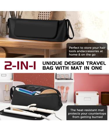 Hair Tools Travel Bag with Heat Resistant Mat - 2-in-1 Organizer for Flat Irons & Curling Irons | Essential Travel Accessories - Buy Online on SooperMarket.com
