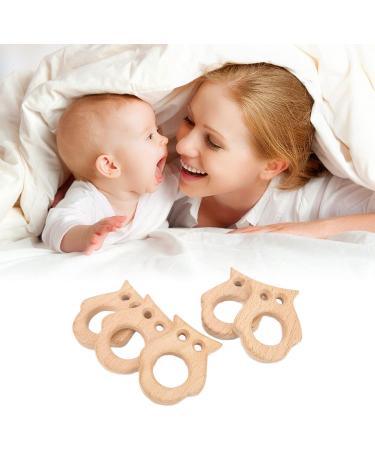 5Pcs Baby Teethers Owl Wooden Chewing Ring | Non-Toxic Robust DIY Jewelry Accessories & Baby Bite Stick - Buy Online on SooperMarket.com