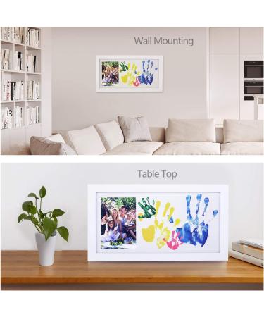 NWK DIY Family Photo & Hand/Footprints Kit | 10x17 White Wood Frame, Ink Pad & Non-Toxic Paints | Baby Shower/Christmas Gift for New Parents - Buy Online on SooperMarket.com