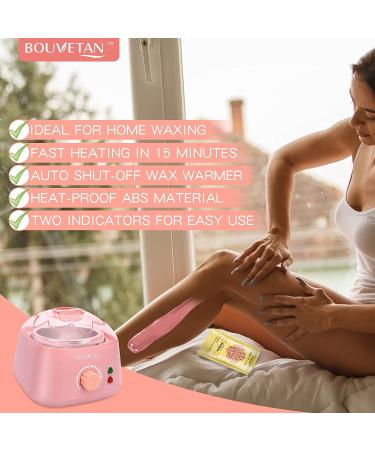 Bouvetan At-Home Waxing Kit for Women - 17.5oz Hard Wax Beads - Ideal for Face, Eyebrow, Armpit, Arms, Legs, Bikini - Includes 20 Wax Sticks - Rose Scented - Buy Online on SooperMarket.com