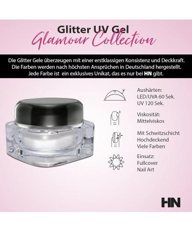 HN Hollywood Nails Glitter UV Gel Luxurious Silver for Stunning Manicures International Shipping Available - Buy Online on SooperMarket.com