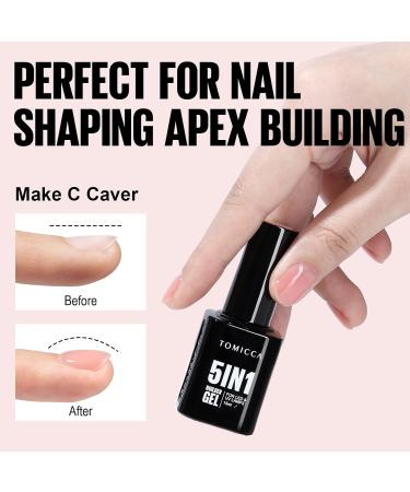 TOMICCA 5 in 1 Builder Nail Gel 15ML - Nude UV Gel Polish for Strong Nails | Nail Repair & Strengthening | Easy to Shape | Nail Art Supplies - Buy Online on SooperMarket.com