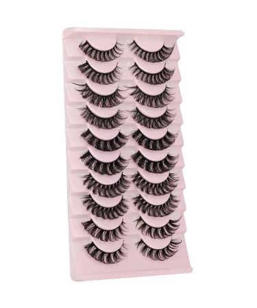 Yawamica D Curly Strip Lashes - 10 Pairs Russian Volume Mixed Natural Wispy Mink False Eyelashes - Buy Online on SooperMarket.com