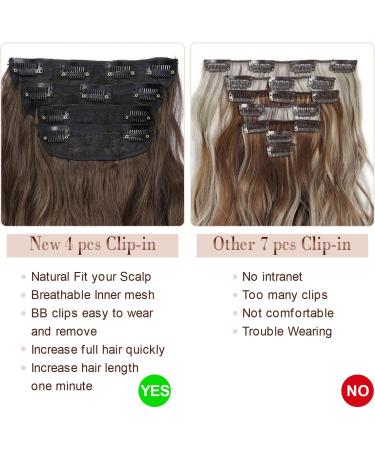 Natural Brown Curly Wavy Clip in Hair Extensions - 4PCS, 20 Inch Full Head Synthetic Hairpieces - Buy Online on SooperMarket.com