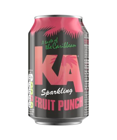 KA Caribbean Sparkling Fruit Punch Soda Flavoured Drink Authentic Jamaican Recipes - 24 x 330 ml Cans Fruit Punch 330ml | 24 Cans