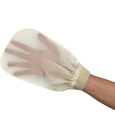 100% Raw Cocoon Silk Exfoliating Glove Mitt - Natural Body Scrub & Fake Tan Remover for Women & Men | Feel Fine Cream & Gold - Buy Online on SooperMarket.com