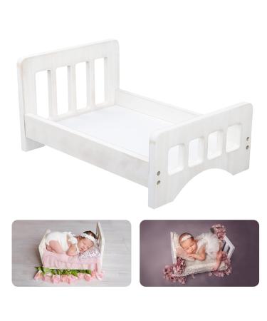 Newborn Photography Props Wooden Bed Baby Photoshoot Props Doll Bed Baby Photo Prop White Wood Mini Bed for Photography Baby Doll Bed Make The Old Bed Photography Props Baby Photo Studio Props