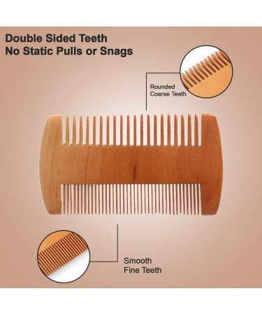 Men's Wooden Beard Comb - Double Sided Fine & Coarse Teeth Moustache Comb - Buy Online on SooperMarket.com