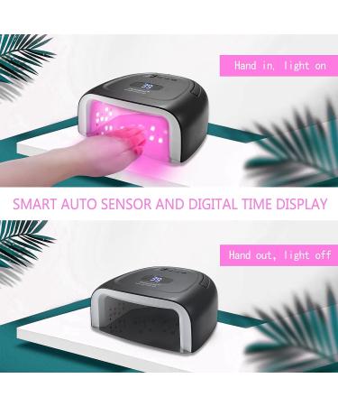 Rechargeable 60W Cordless UV Nail Lamp with 42 Red-Light Beads - Professional Gel Nail Light for Gel Polish | Automatic Sensor & Portable Nail Dryer | S20-Black - Buy Online on SooperMarket.com