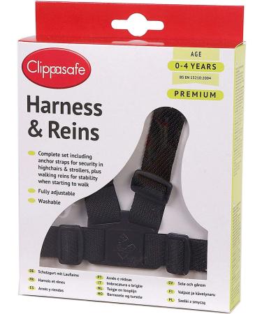 Clippasafe Easy Wash Harness and Reins (Black)