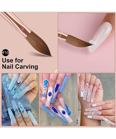Saviland Acrylic Nail Brush Size 10 - Kolinsky Acrylic Brush for Acrylic Powder  Kolinsky Hair Bronze Gold and Broken Diamond Handle for Beginner and Professional 10 - Buy Online on SooperMarket.com