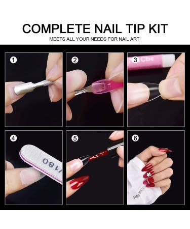 600pcs MORGLES Almond Nail Tips Full Cover Set with Glues and Files - Clear Almond Shaped Acrylic Nails for Salon and Home Use - Buy Online on SooperMarket.com