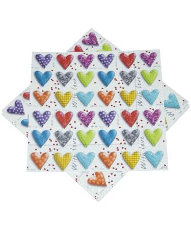 HEKU 100 napkins 3-ply 33x33cm hearts I Absorbent and practically packaged I Ideal for special occasions 33x33cm hearts