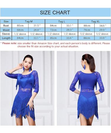 ZX Women's Fringed Ballroom Dance Costume - Royal Blue Large - Buy Online on SooperMarket.com