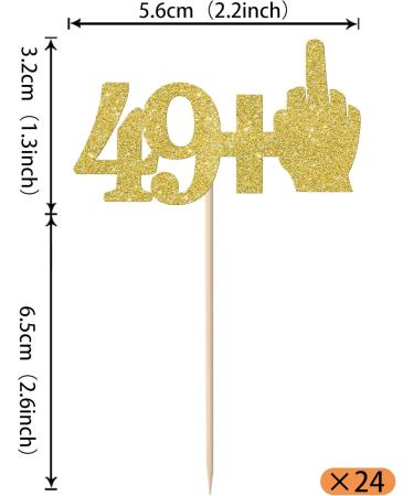 Rsstarxi 24 Pack Middle Finger 49+1 Cupcake Toppers Glitter 50th Birthday Cupcake Toppers Funny Cheers to 50 Fabulous Cupcake Picks Decors for 50th Birthday Anniversary Party Cake Decorations Gold Gold 50 - Buy Online on SooperMarket.com