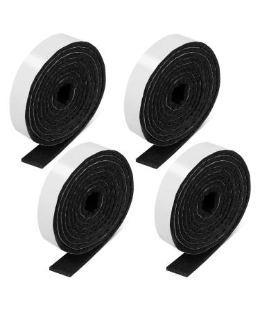 1/2 x 60 Inch Felt Strips with Adhesive Backing Felt Tapes Felt Strip Rolls Furniture Self-Stick Heavy Duty Polyester for Protecting Furniture and DIY Adhesive (Black  4 Rolls) 4 Black