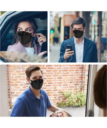 60PCS KF94 Black Disposable Face Masks - Individually Packaged 4-Ply Breathable Fish Mouth Type Mask for Daily Outdoor Use - Adjustable Nose for Comfort - Buy Online on SooperMarket.com