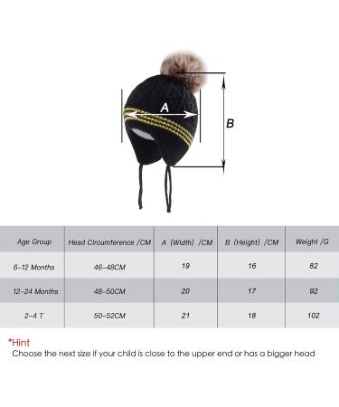 LANGZHEN Toddler Winter Hat with Earflap and Fleece Lining for Boys and Girls 2-4 Years - Black-Pompon - Buy Online on SooperMarket.com