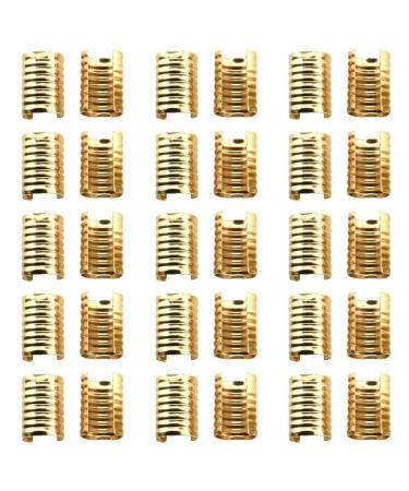 Hao Pro Fold Over Cord End Caps 13x9mm Copper Crimp Clamp Clasp Connector Fastener Form a Circle Deep Enough to Hold Thick Firmly Good Coverage for Leather Ribbon Necklace Gold 30pcs 30pieces 13*9mm gold