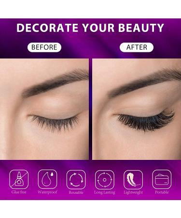 EARLLER Magnetic Eyelashes & Eyeliner Kit - 7 Pairs Natural Look False Lashes, Reusable 3D & 5D Set - No Glue, Easy Application - Buy Online on SooperMarket.com