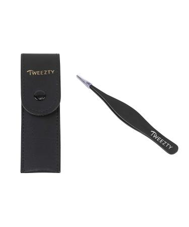 Tweezty Pointed Tweezers - Black Ingrown Hair and Splinter Remover - Professional Precision Tweezers for Eyebrows and Fine Hair - Buy Online on SooperMarket.com