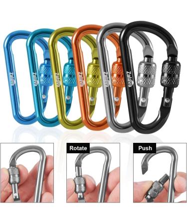 Zalava 6pcs 2D-Clip Locking Carabiner Keychain Clips in 6 Colors - Buy Online on SooperMarket.com