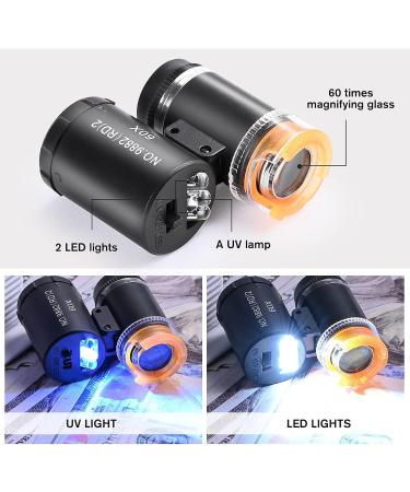 2 Pieces 60X Mini Pocket Microscope with Jewelers Eye Loupe - Portable Magnifying Glass for Handcrafts, Jewelry, Diamonds, Gems - Black - Buy Online on SooperMarket.com