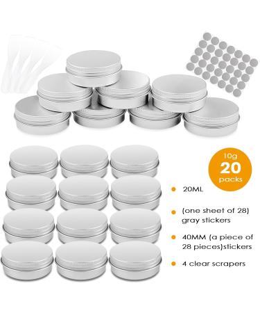 Firschoie 20ml Aluminum Jars Empty Cream Jars with Screw Cap 28 Stickers & 4 Spatulas for Makeup Creams & Mini Candles (Silver) - International Shipping Available - Buy Online on SooperMarket.com
