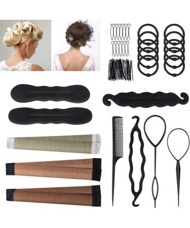 URAQT 26 Pcs Hair Styling Kit Set - Bun Maker, Braid Tool, Twist Accessories for DIY Hair Styles - Black Magic Hair Styling for Girls/Women - Buy Online on SooperMarket.com