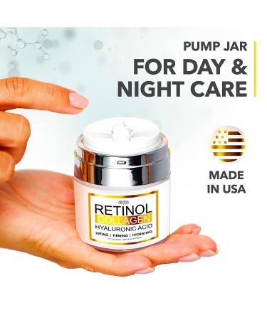 Retinol and Collagen Facial Moisturizer with Hyaluronic Acid - Anti Aging Day/Night Cream for Hydrating Wrinkle Reduction - Suitable for All Skin Types - Men & Women - Buy Online on SooperMarket.com