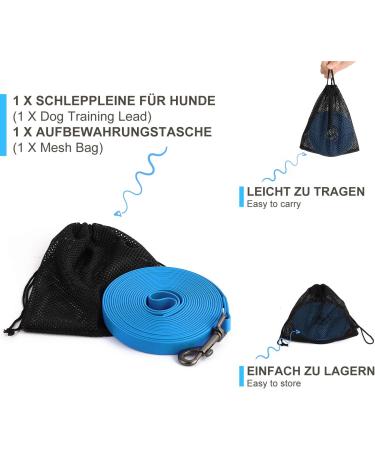 Toozey Waterproof Dog Drag Line - 3m to 20m Leashes Robust Training Lines for All Dog Sizes Includes Hand Loop & Mains Bag - Perfect for Reliable Outdoor Training - Buy Online on SooperMarket.com