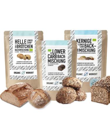 Lower-Carb-Helle Br tchen + Lower-Carb Bread Back Mixing + Main Baking Mixing + Bundle-Bio vegan gluten-free protein-bread alternative without cereals lactos-free keto-organic workout bundle (different)