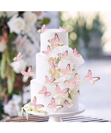Blumomon 30 Pcs 3D Butterfly Cake Topper Decor - Pink Gold Edge Cupcake Picks for Weddings Baby Showers & Birthdays - Buy Online on SooperMarket.com