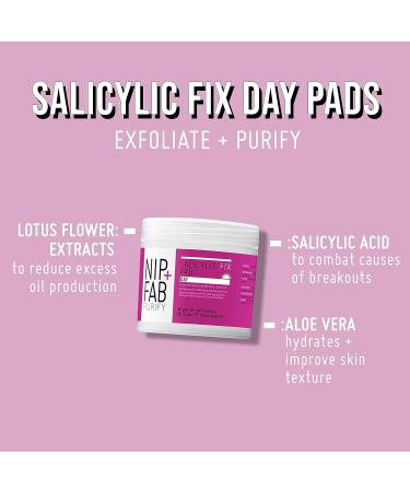 Nip + Fab Salicylic Acid Fix Day Pads for Face with Aloe Vera - Exfoliating BHA Pads for Skin Hydration, Acne, and Pore Refinement - 60 Pads - 2.7 oz - Buy Online on SooperMarket.com